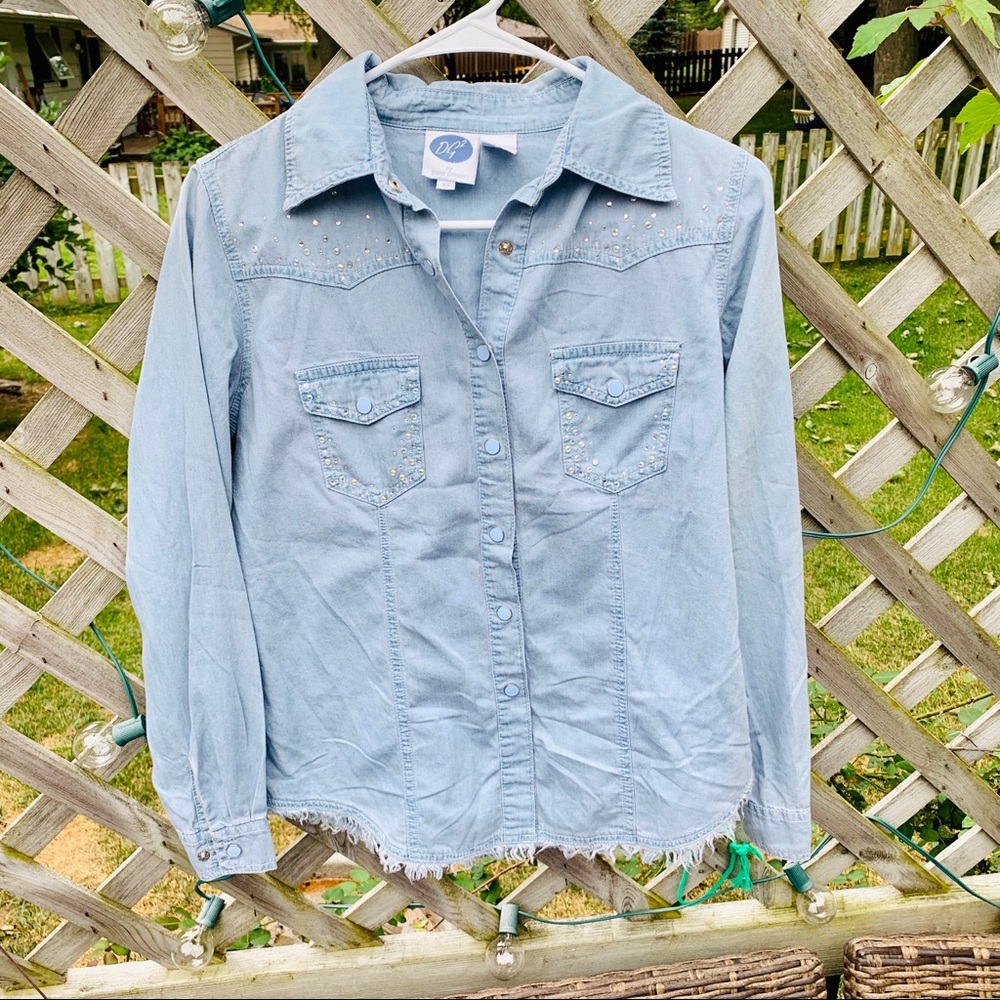 Blue Rhinestone Button Down - Picture 2 of 5